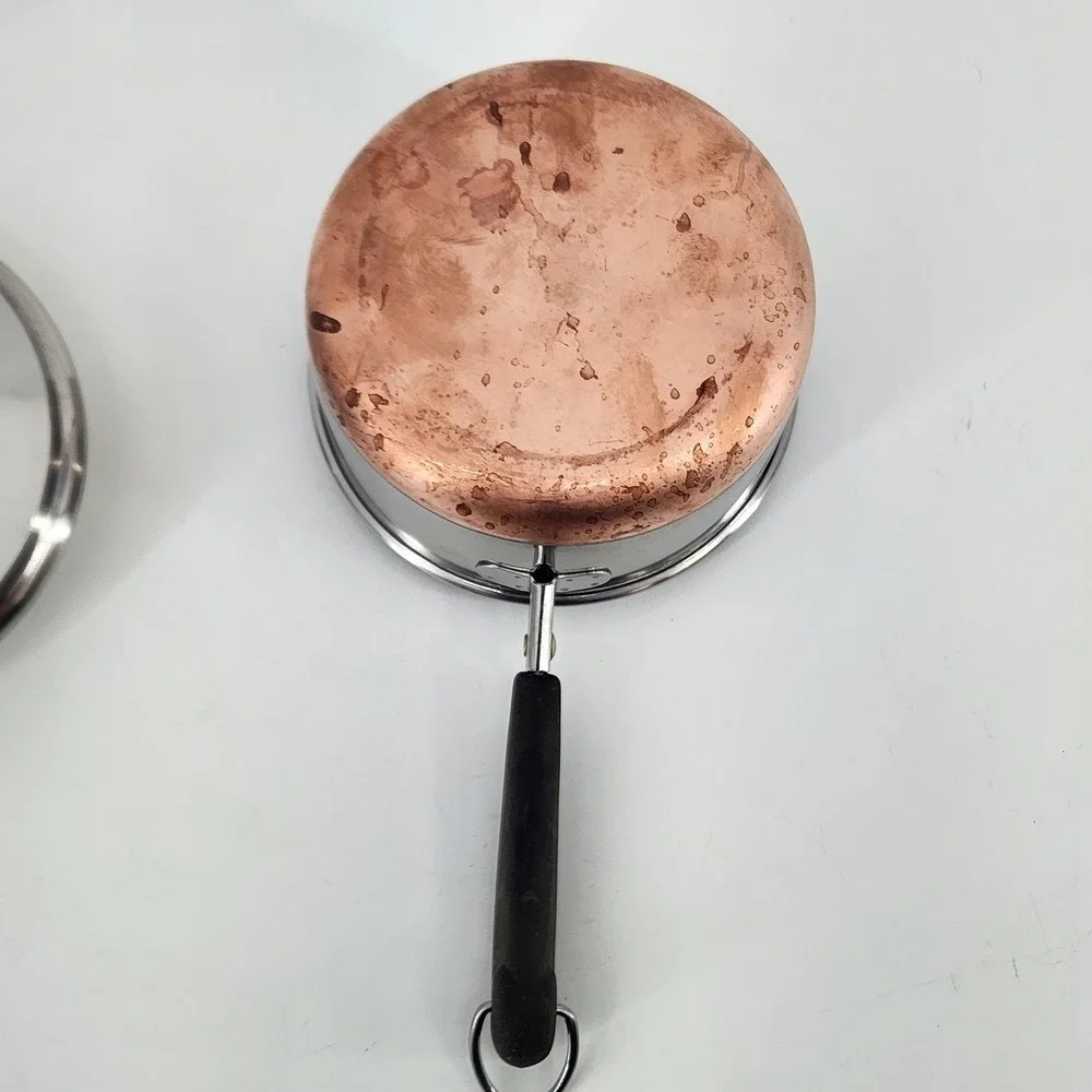 Vintage Revere Ware 1 Qt Copper Bottom Saucepan with Lid Stainless Steel USA 84
